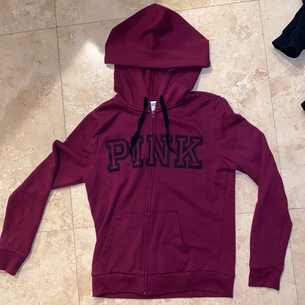 PINK maroon zip up hoodie
